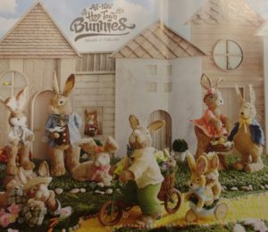 An advertisement for some collectable bunny figurines.