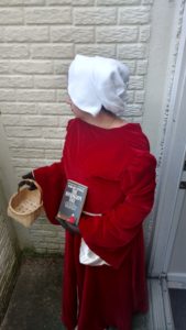A recreation of the cover of A Handmaid's Tale